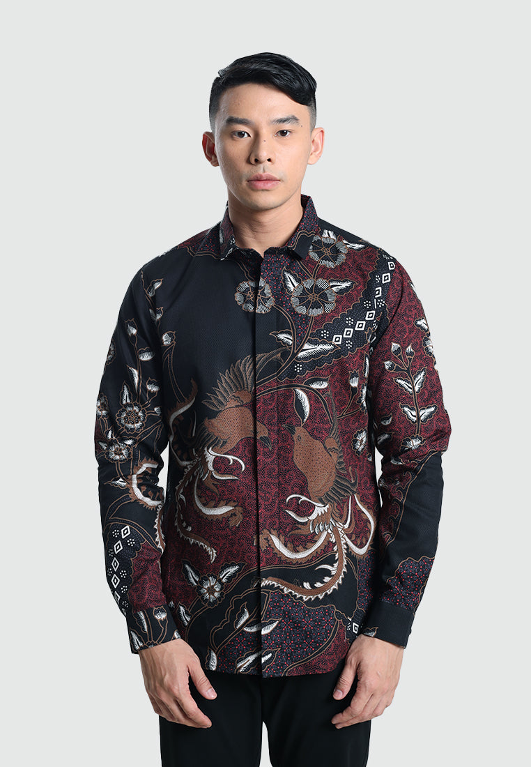 MOC Kemeja Batik Lengan Panjang Pria BAGA-BLACK