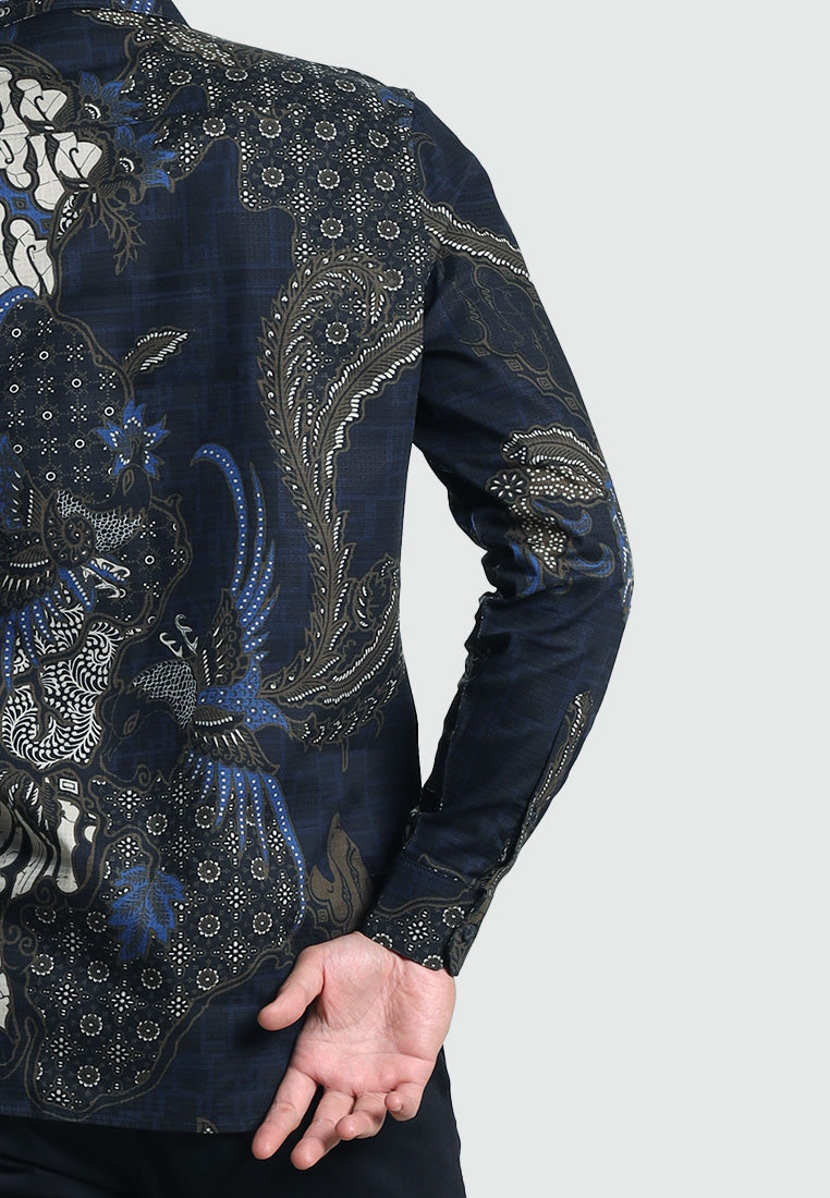 MOC Kemeja Batik Lengan Panjang Pria PRAWARA-NAVY