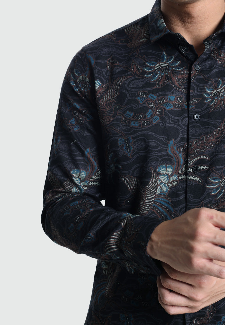MOC Kemeja Batik Lengan Panjang Pria SUMA 02-BLACK