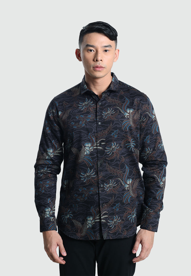 MOC Kemeja Batik Lengan Panjang Pria SUMA 02-BLACK