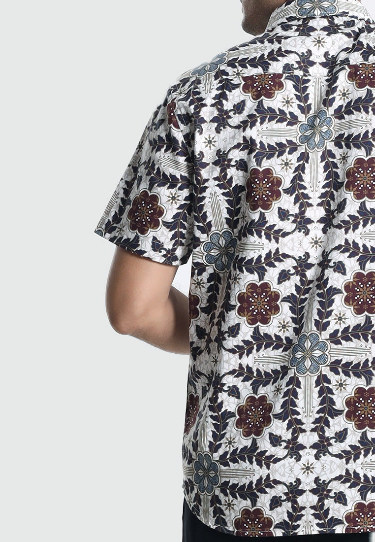 MOC Kemeja Batik Lengan Pendek Pria ABINAWA 01-WHITE