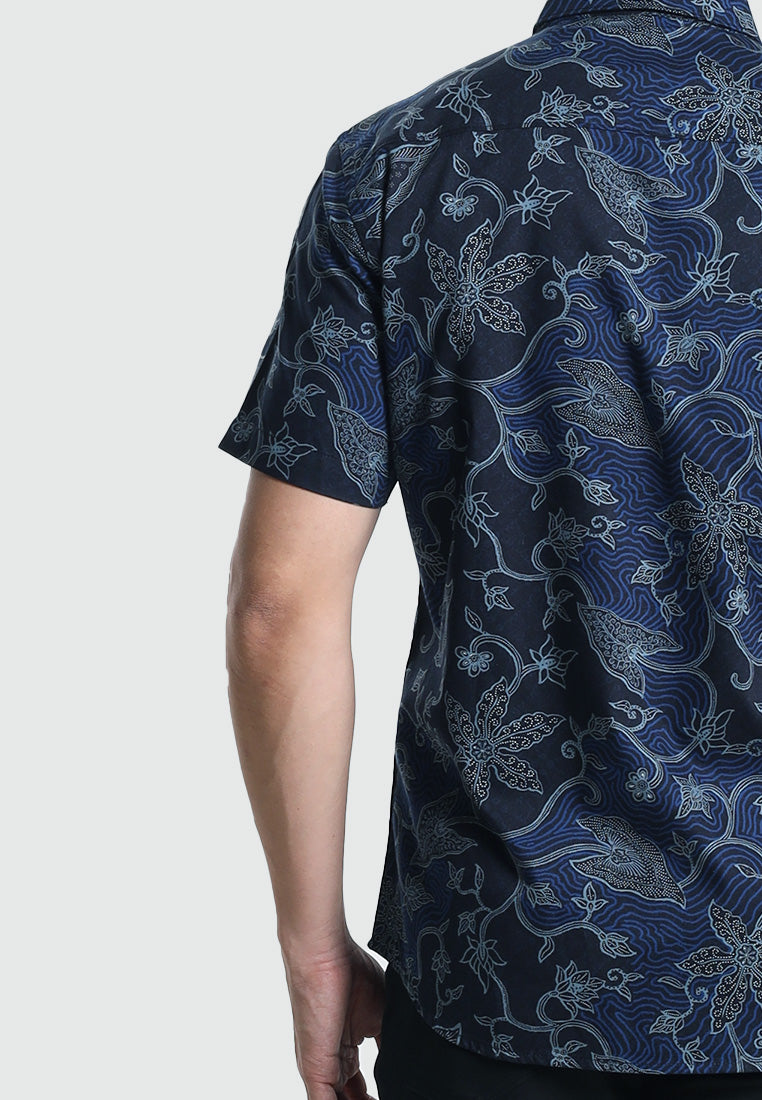 MOC Kemeja Batik Lengan Pendek Pria ABINAWA 03-NAVY