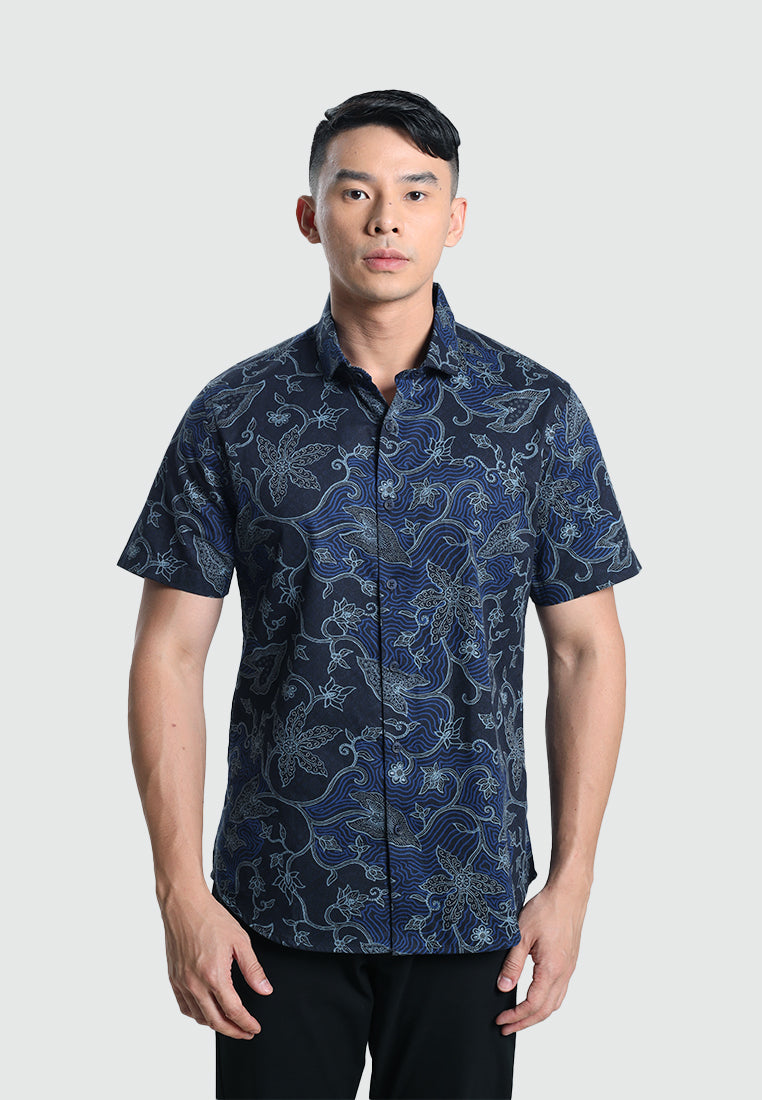 MOC Kemeja Batik Lengan Pendek Pria ABINAWA 03-NAVY