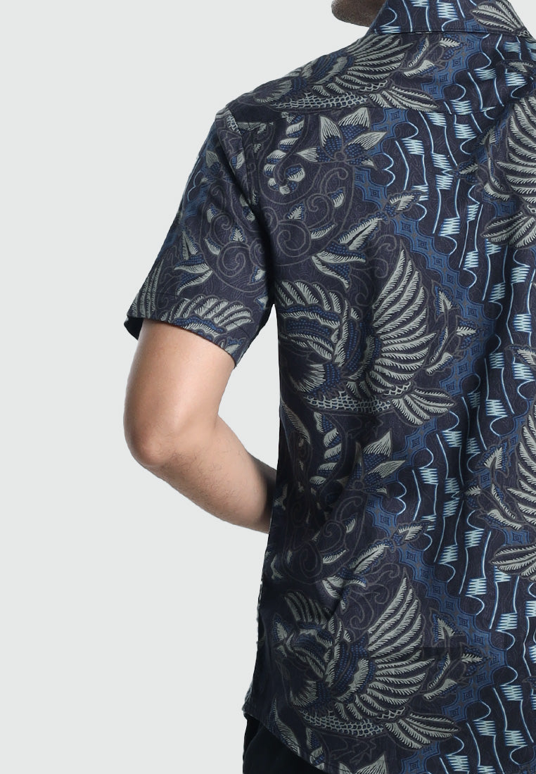 MOC Kemeja Batik Lengan Pendek Pria ABINAWA 02-BLACK