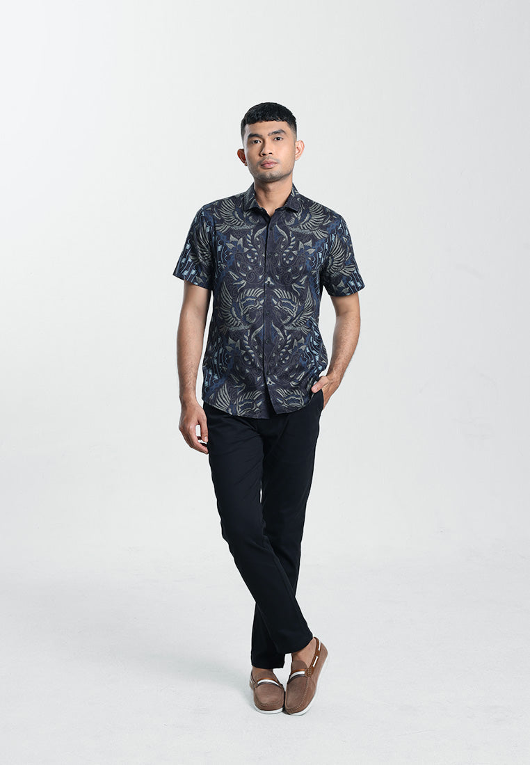 MOC Kemeja Batik Lengan Pendek Pria ABINAWA 02-BLACK