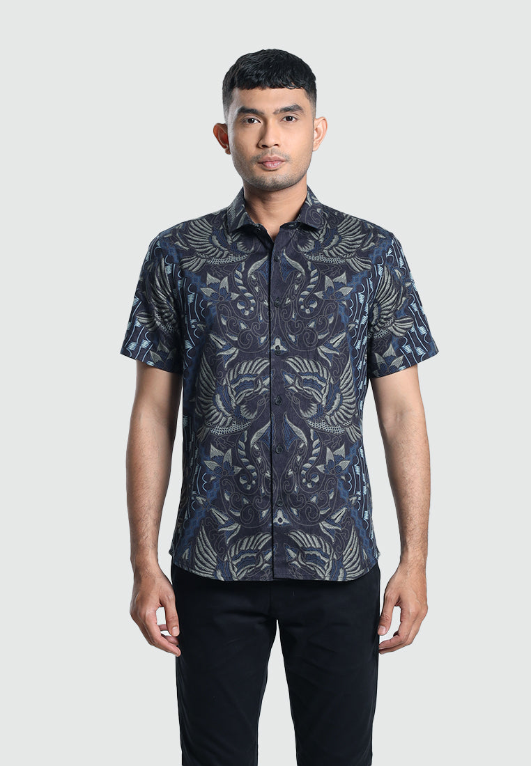 MOC Kemeja Batik Lengan Pendek Pria ABINAWA 02-BLACK