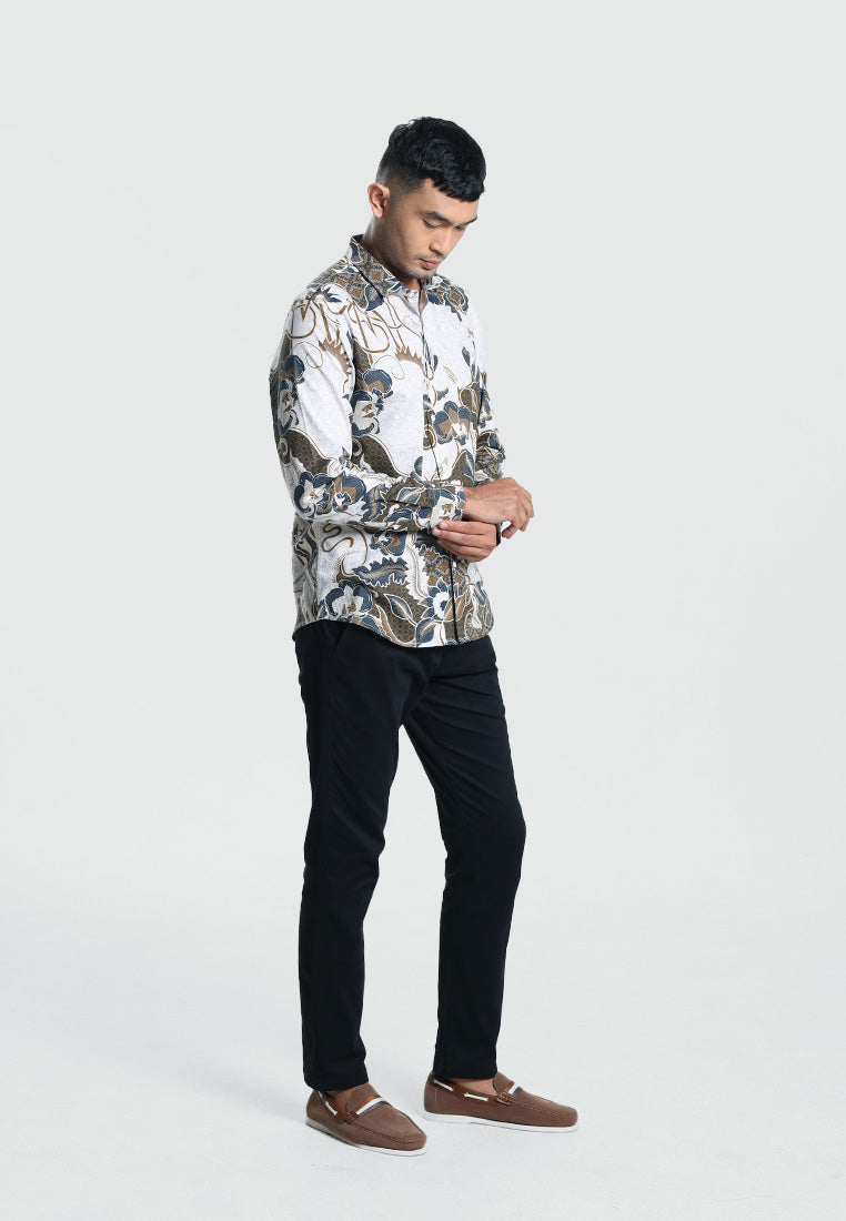 MOC Kemeja Batik Lengan Panjang Pria HARSHIL-WHITE
