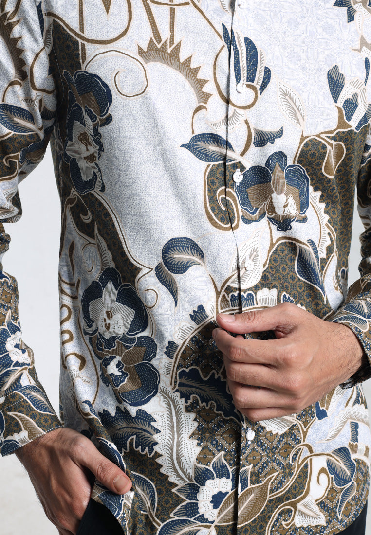 MOC Kemeja Batik Lengan Panjang Pria HARSHIL-WHITE