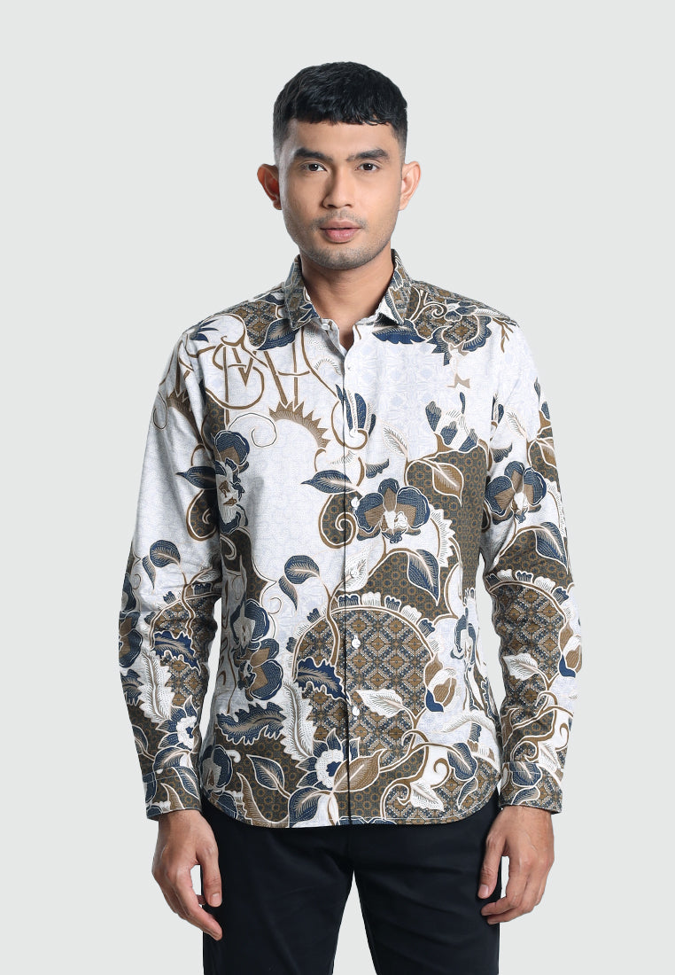 MOC Kemeja Batik Lengan Panjang Pria HARSHIL-WHITE