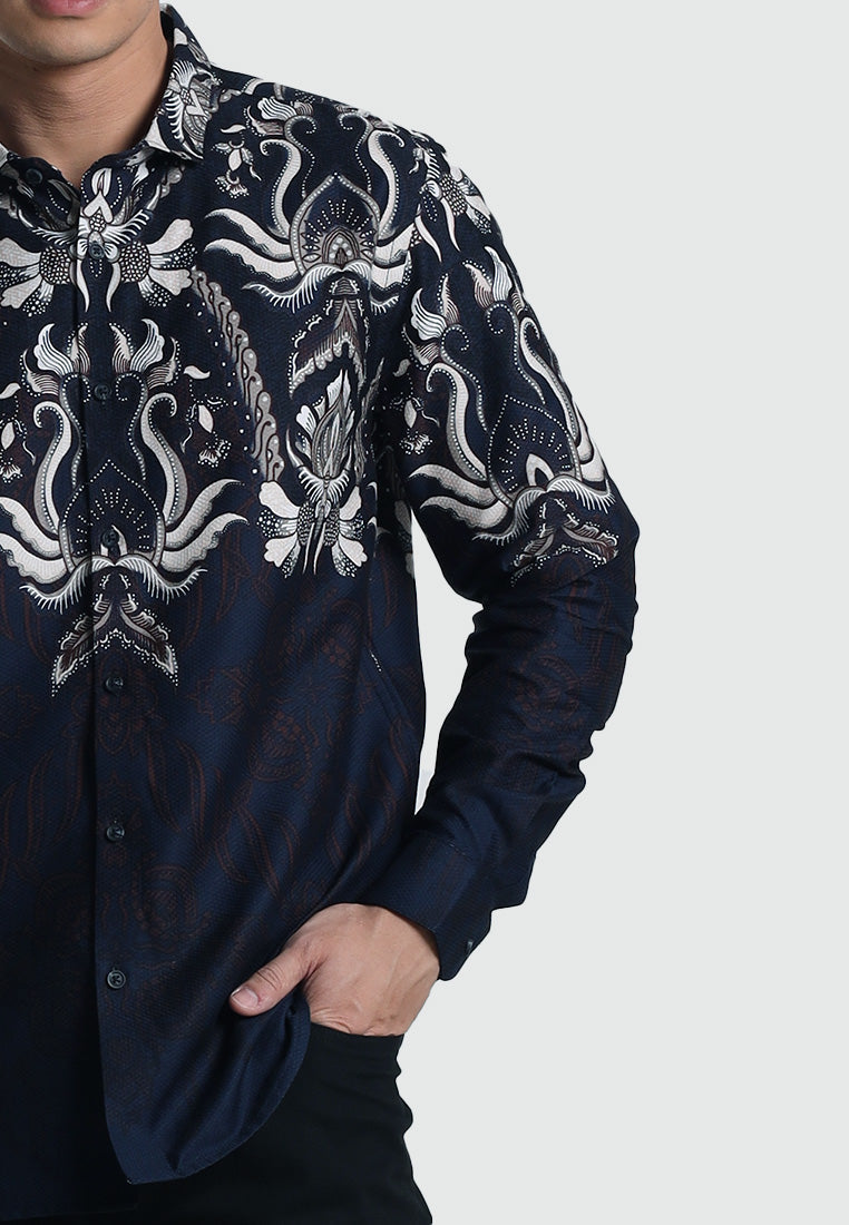 MOC Kemeja Batik Lengan Panjang Pria RATTAN-BLACK