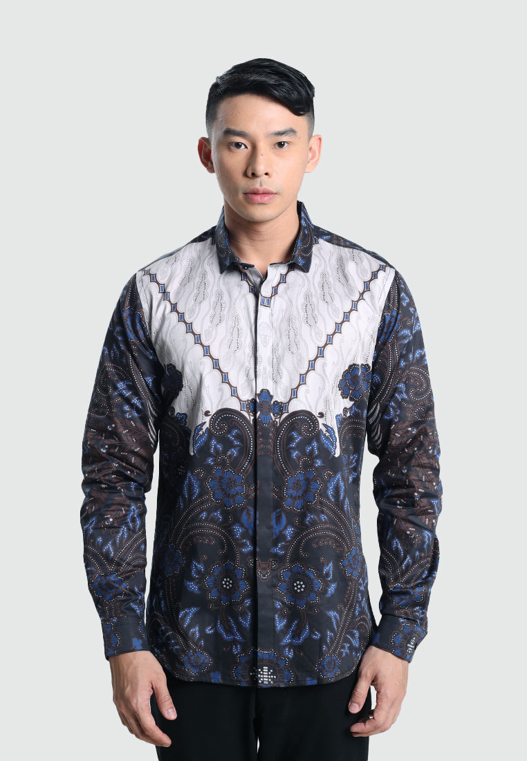 MOC Kemeja Batik Lengan Panjang Pria MANGGALA-BLACK