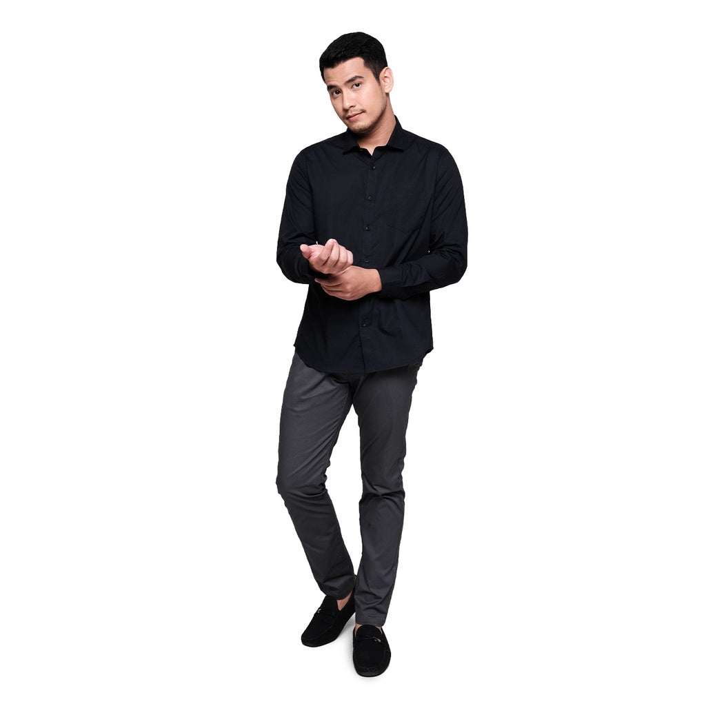 MOC Kemeja Lengan Panjang Pria PEDRO - BLACK