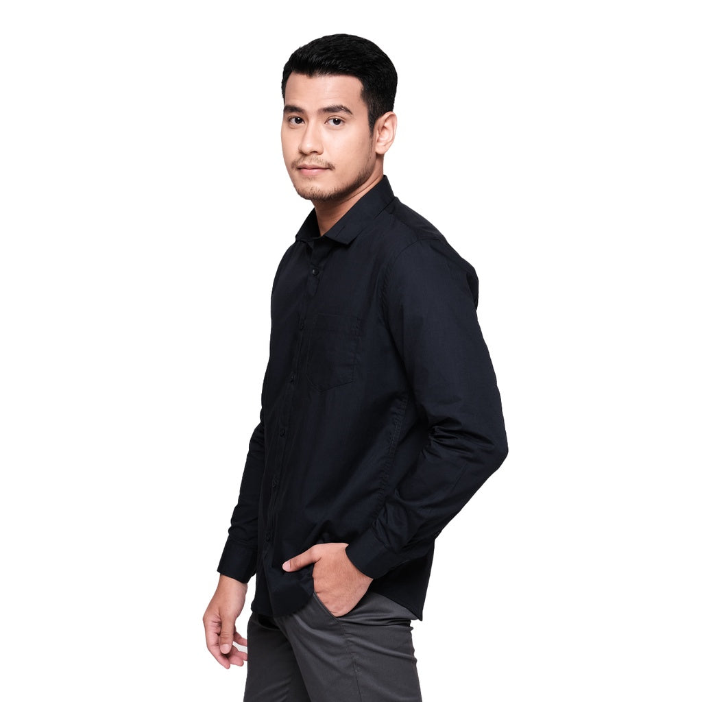 MOC Kemeja Lengan Panjang Pria PEDRO - BLACK