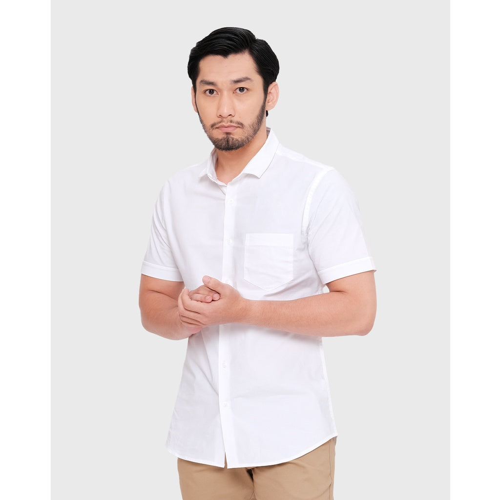 MOC Kemeja Lengan Pendek Pria FRAZIO - WHITE