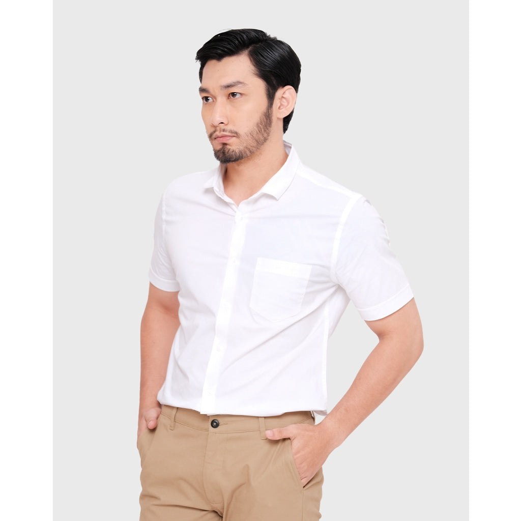 MOC Kemeja Lengan Pendek Pria FRAZIO - WHITE