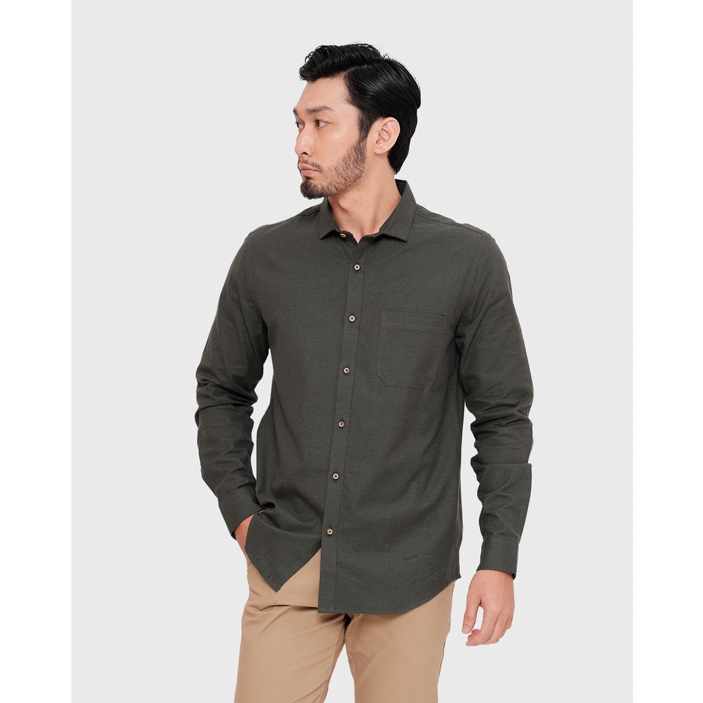 MOC Kemeja Lengan Panjang Pria FILIP - OLIVE