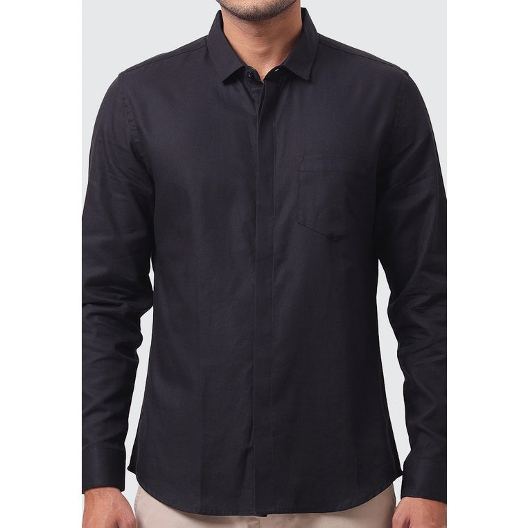 MOC Kemeja Lengan Panjang Pria CIVICHE - BLACK